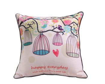 Simple Design Throw Pillow Cover Embroidered Cotton Linen Pillow Case, Freedom