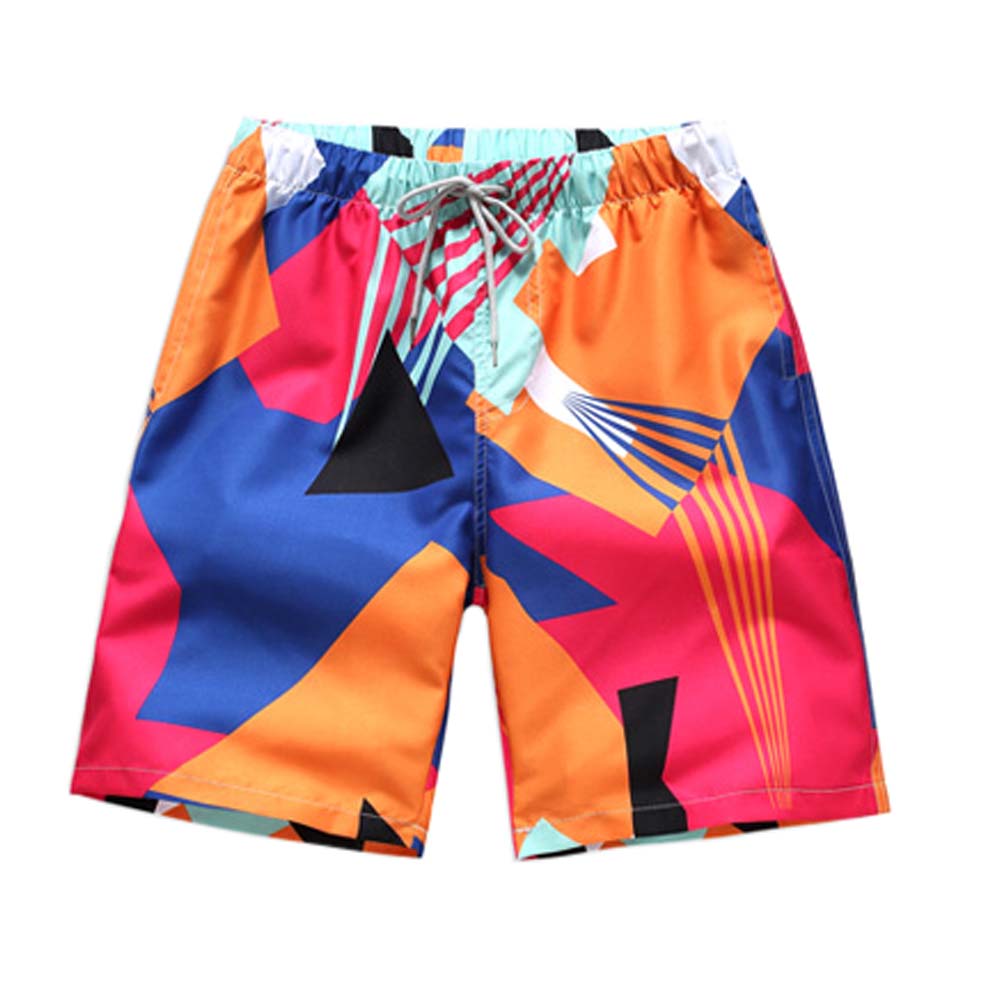 Stylish Men Shorts Quick Dry Beach Shorts Board Shorts Swim Trunks for Holiday, D