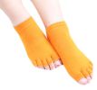 Soft Cotton Toe Yoga Socks Orange Non Slip Socks