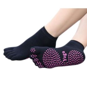 Cotton Toe Yoga Socks Non Slip Fashion Black Socks