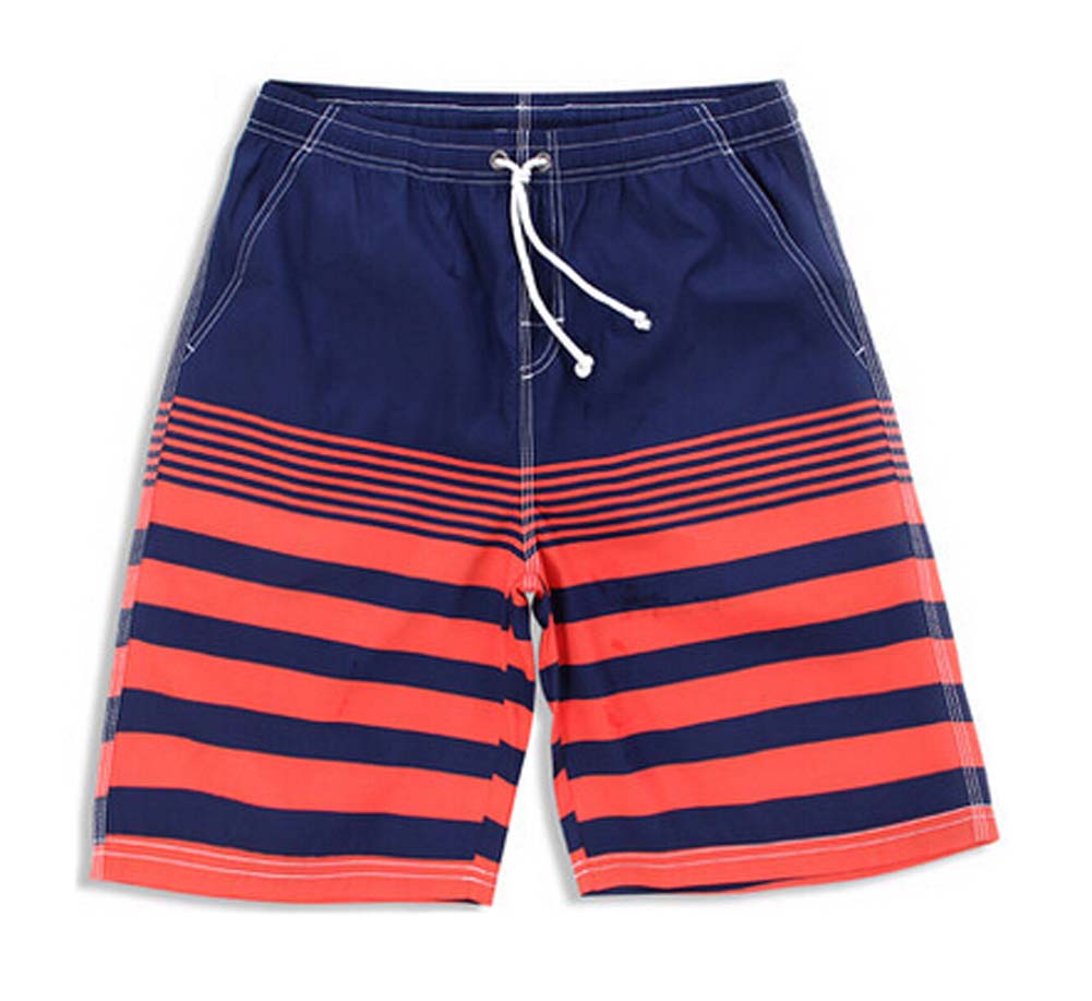 Men's Colorful Stripe Beach Board Shorts Quick Dry Swim Shorts