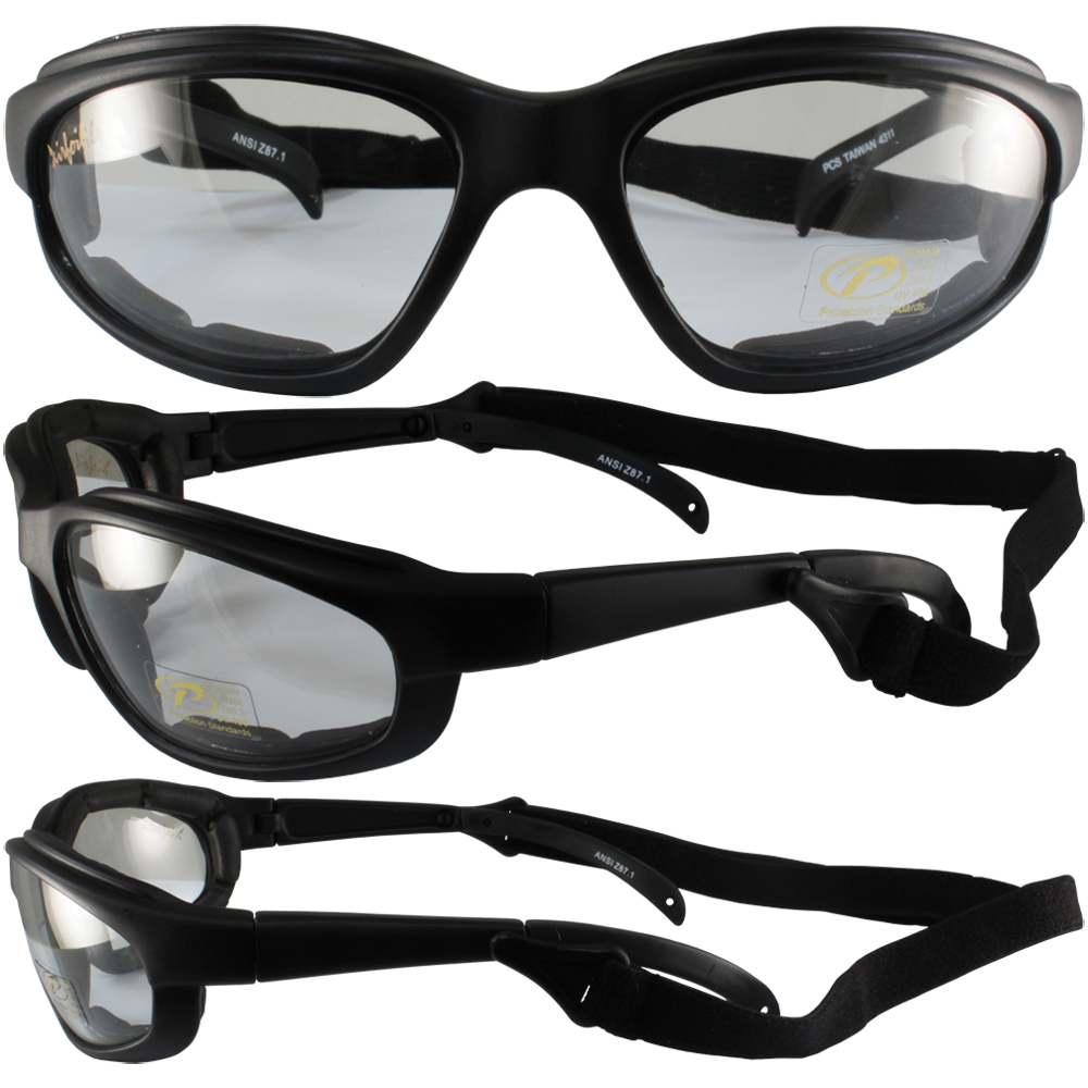 Freedom Padded Riding Glasses with Detacheable Strap - Day2Nite Lenses (Clear to Smoke)